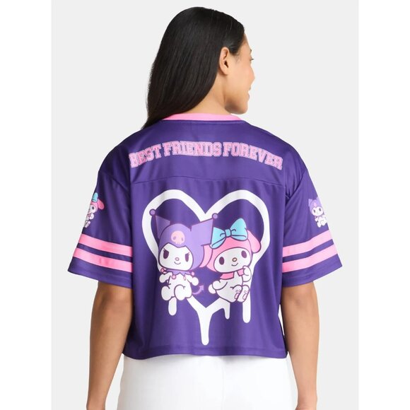 Women's Hello Kitty My Melody & Kuromi Graphic Football Skimmer Jersey Large - Picture 3 of 14